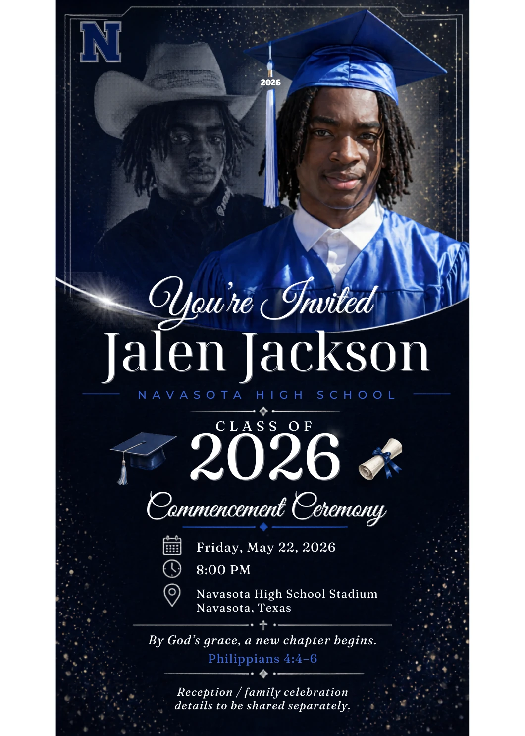Graduation invitation for Jalen Jackson, Class of 2026